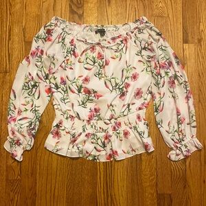 INC International Concepts White Floral Blouse
